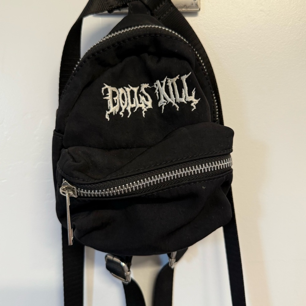 Dolls Kill Black Urban Backpack with Silver Zippers